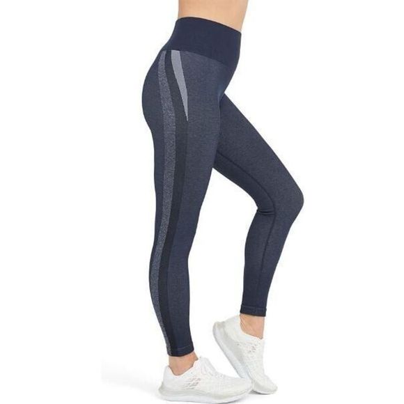 Spanx 50232R Women's Sz M Navy Haze Active Seamless Track Stripe Leggings - Picture 1 of 12